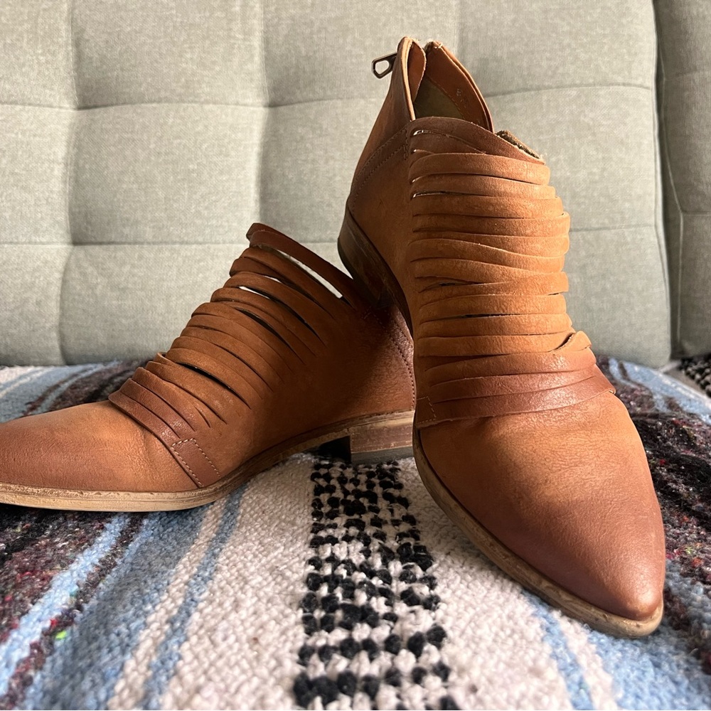 Free People Tan Leather Ankle Booties